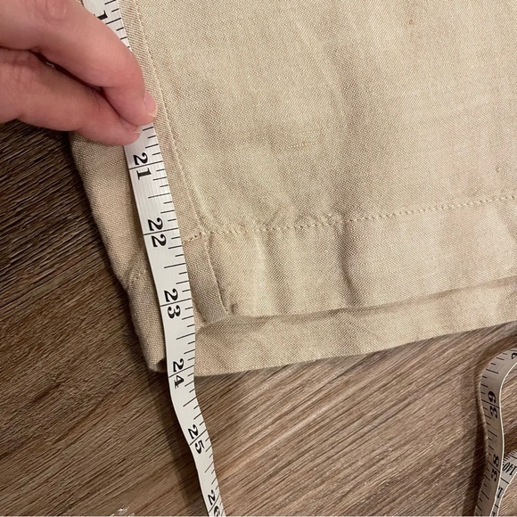LOFT Linen Blend Wide Leg Pants Women’s Small Petite Beige Natural Elastic Waist - Picture 8 of 9